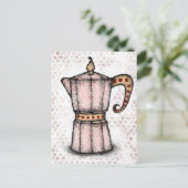 Carte postale de la cafetière à expresso sur gazin (Debout devant)