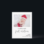 Carte postale de la Calligraphie de Noël<br><div class="desc">Première calligraphie de Noël Photo Carte postale Photo simple moderne sur le devant première carte postale de Noël avec un mot de calligraphie moderne de la monoline premier Noël et petit dessin d'arbre de Noël. Votre salutation de Noël apparaît sur le dos. Cette carte postale moderne de première photo de...</div>