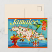 Carte postale de la carte ancienne de la Jamaïque (Devant / Derrière)