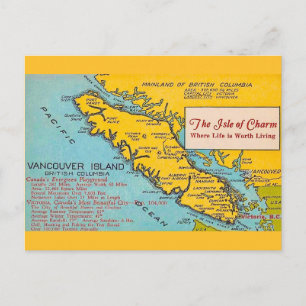 Carte postale de la carte ancienne de l'île de Van