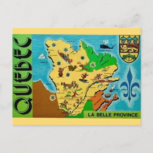 Carte postale de la carte ancienne de Québec (Devant)