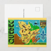 Carte postale de la carte ancienne du Québec (Devant / Derrière)