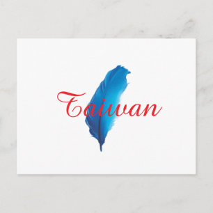 Carte postale de la carte de Taïwan à plume bleue