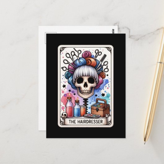 Carte postale de la carte de tarot du coiffeur (Devant/Arrière en situation)
