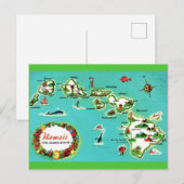 Carte postale de la carte des îles hawaïennes (Devant / Derrière)