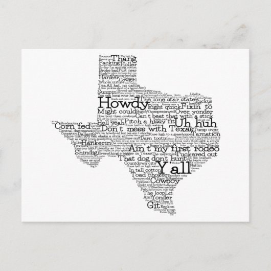 Carte postale de la carte du Texas USA Slang Word  (Devant)