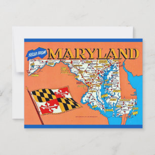 Carte postale de la carte rétro du Maryland