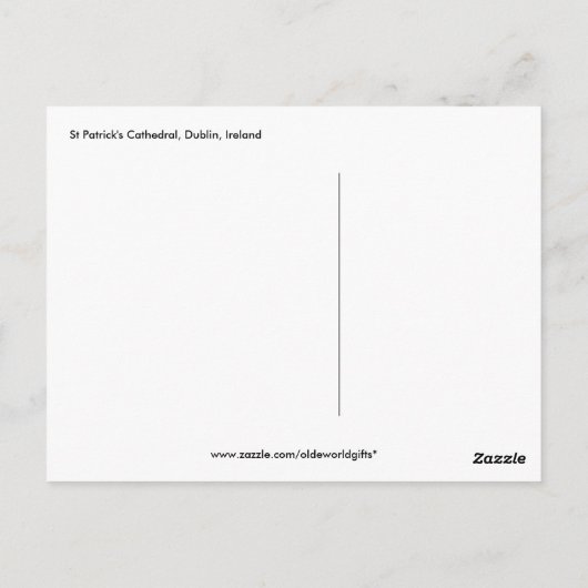 Carte postale de la cathédrale St Patrick (Dos)