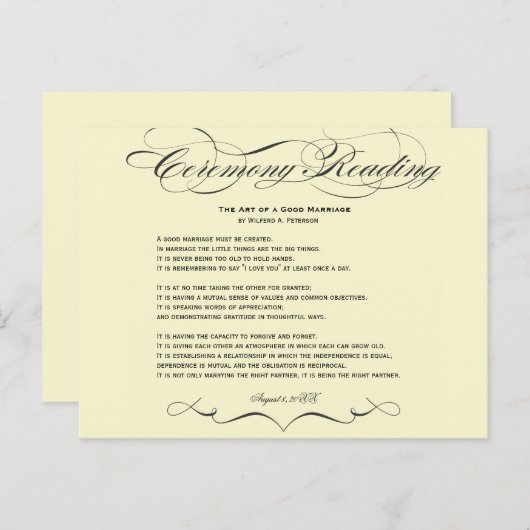 Carte postale de la cérémonie de lecture (Devant / Derrière)