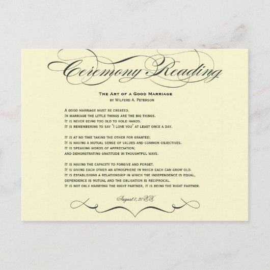 Carte postale de la cérémonie de lecture (Devant)