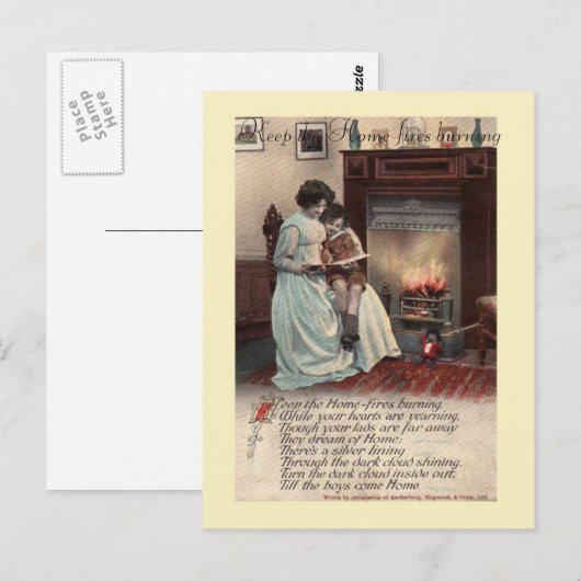 Carte postale de la chanson WW1 (Devant / Derrière)