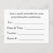 Carte postale de la conférence parent/enseignant (Dos)