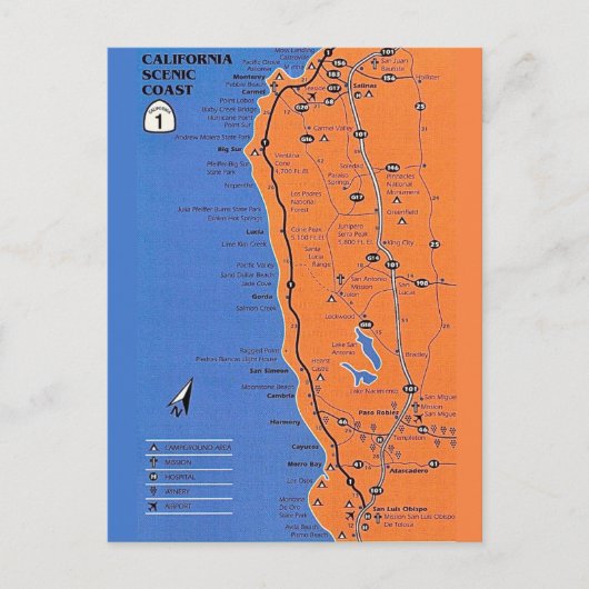 Carte postale de la côte californienne (Devant)