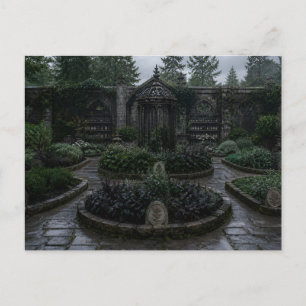 Carte postale de la cour du jardin d'herbes muré