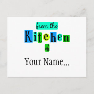 Carte Postale De la cuisine de Retro Blue Green Custom Postca