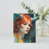 Carte postale de la déesse à cornes rouges (Debout devant)