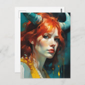 Carte postale de la déesse à cornes rouges (Devant / Derrière)