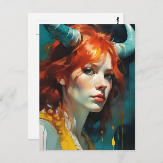 Carte postale de la déesse à cornes rouges (Devant / Derrière)