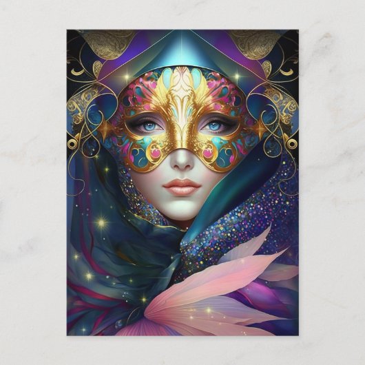 Carte postale de la déesse masquée cosmique Queen (Devant)