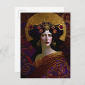 Carte postale de la déesse reine inspirée de Klimt (Devant / Derrière)