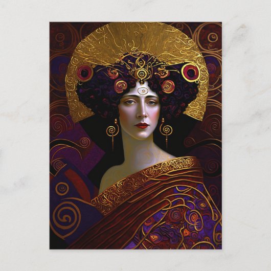 Carte postale de la déesse reine inspirée de Klimt (Devant)