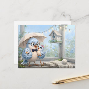 Carte postale de la famille de l'oiseau père – Ois