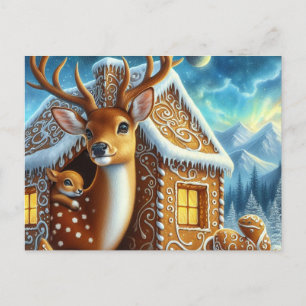 Carte postale de la famille des cerfs d'hiver à la