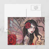 Carte postale de la fée à la rose rouge (Devant / Derrière)