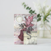 Carte postale de la fée Ruby agitée et du dragon (Debout devant)