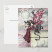 Carte postale de la fée Ruby agitée et du dragon (Devant / Derrière)