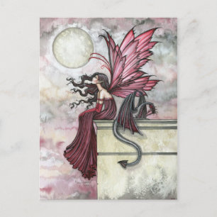 Carte postale de la fée Ruby agitée et du dragon