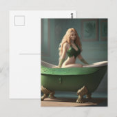 Carte postale de la femme de bain à pied de griffe (Devant / Derrière)