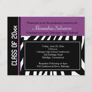 Carte postale de la fête de graduation Zebra Strip