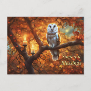Carte postale de la fête de Samhain avec des bougi