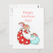 Carte postale de la fête des mères de lapin (Devant / Derrière)