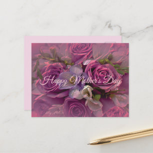 Carte postale de la fête des mères du Rose pourpre