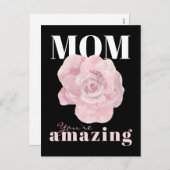 Carte postale de la fête des mères florales noire (Devant / Derrière)