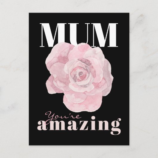 Carte postale de la fête des mères florales noire (Devant)