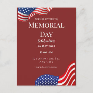 Carte postale de la fête du Memorial Day rouge et