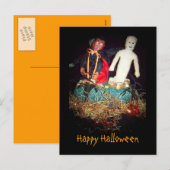 Carte postale de la fête monstrueuse d'Halloween (Devant / Derrière)