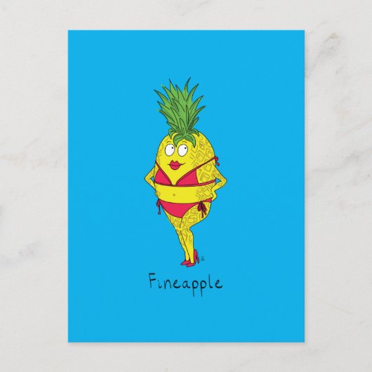 Carte postale de la fille à l'ananas Fineapple (Devant)