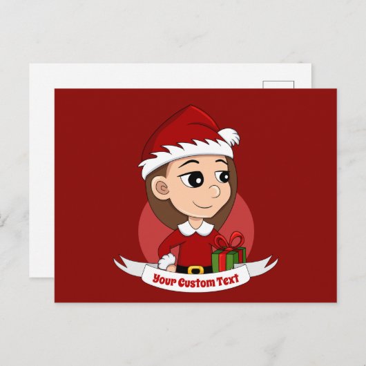 Carte postale de la fille de Noël (Devant / Derrière)