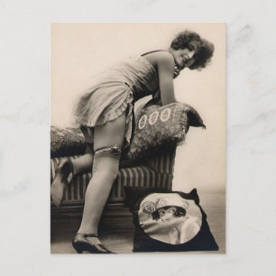 Carte postale de la fille Frapper française Risque