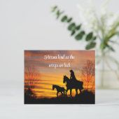 Carte postale de la fille Sunset Horback Ride (Debout devant)