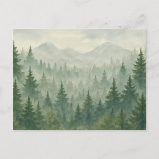 Carte postale de la forêt de pins aquarelle – Mont