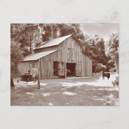 Carte postale de la grange à l'ancienne à Sepia (Devant)
