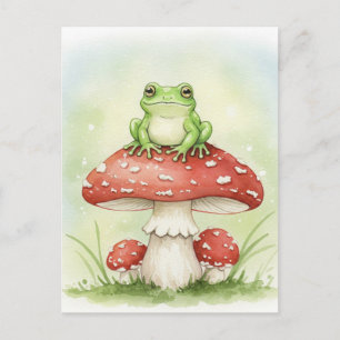 Carte postale de la grenouille du champignon du tr