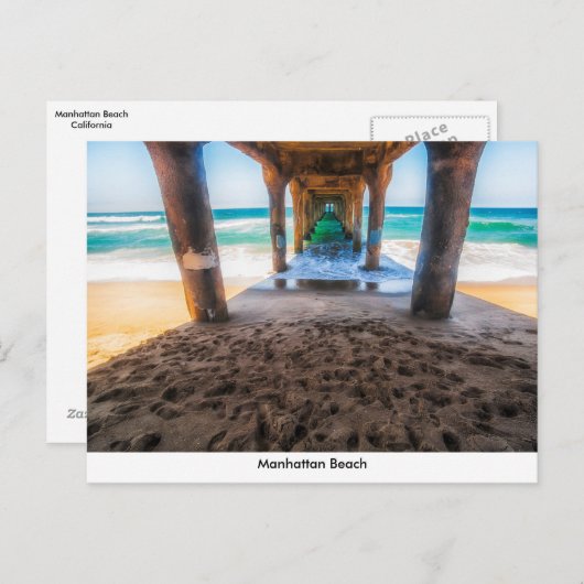 Carte postale de la jetée de Manhattan Beach (Devant / Derrière)