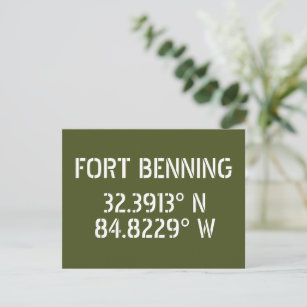 Carte postale de la latitude de Fort Benning