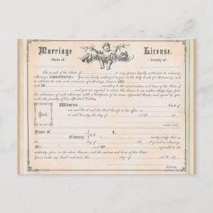 Carte postale de la licence de mariage vintage